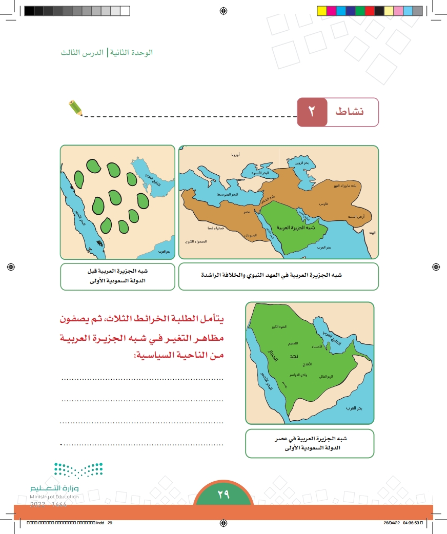 الدرس الثالث: شبه الجزيرة العربية قبل قيام الدولة السعودية الأولى