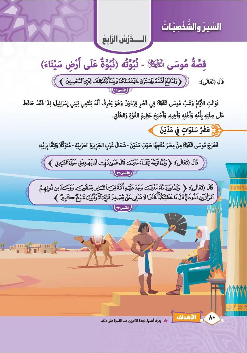 الدرس الرابع: قصة موسى عليه السلام نبؤته نبؤة على أرض سيناء