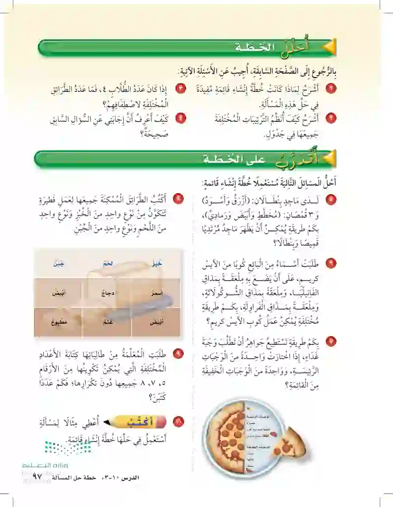 10-3 خطة حل المسألة أحل المسألة بإنشاء قائمة