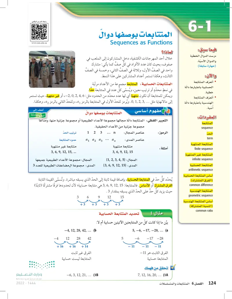6-1 المتتابعات بوصفها دوال