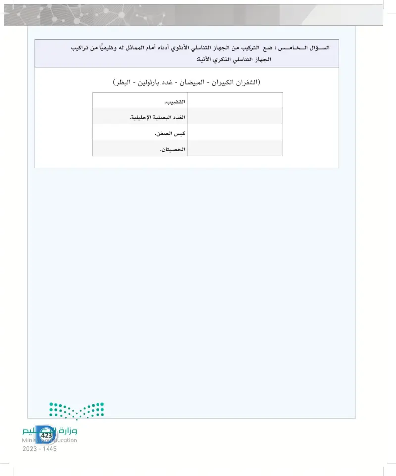 تقويم الفصل الثالث عشر