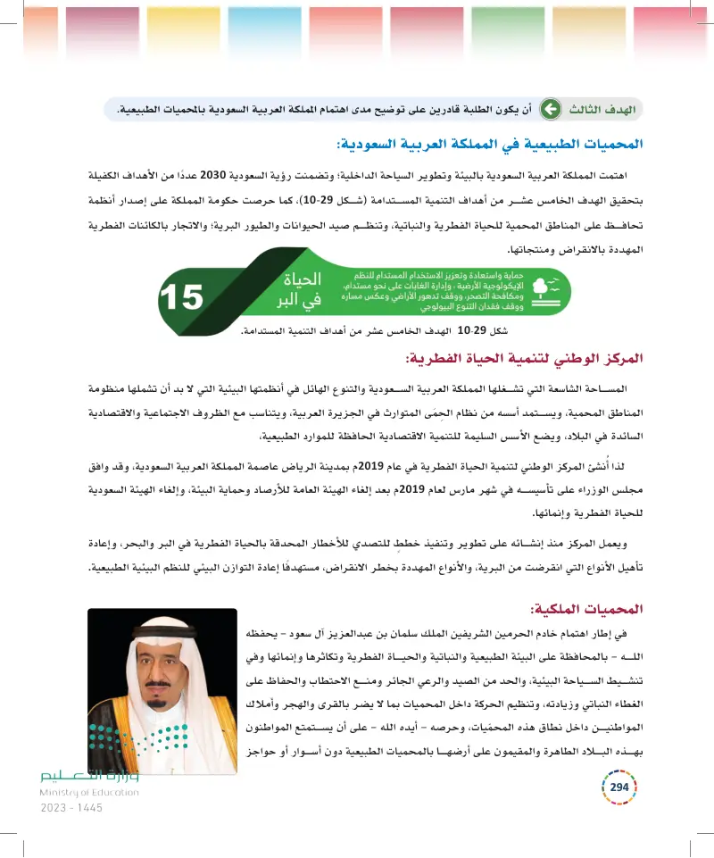 10-3 المحميات الطبيعية في المملكة العربية السعودية.
