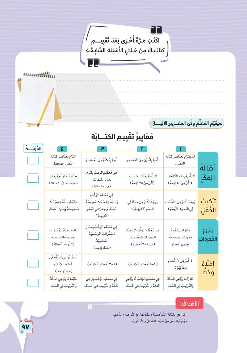 التعبير الكتابي: كتابة سرد وصفي