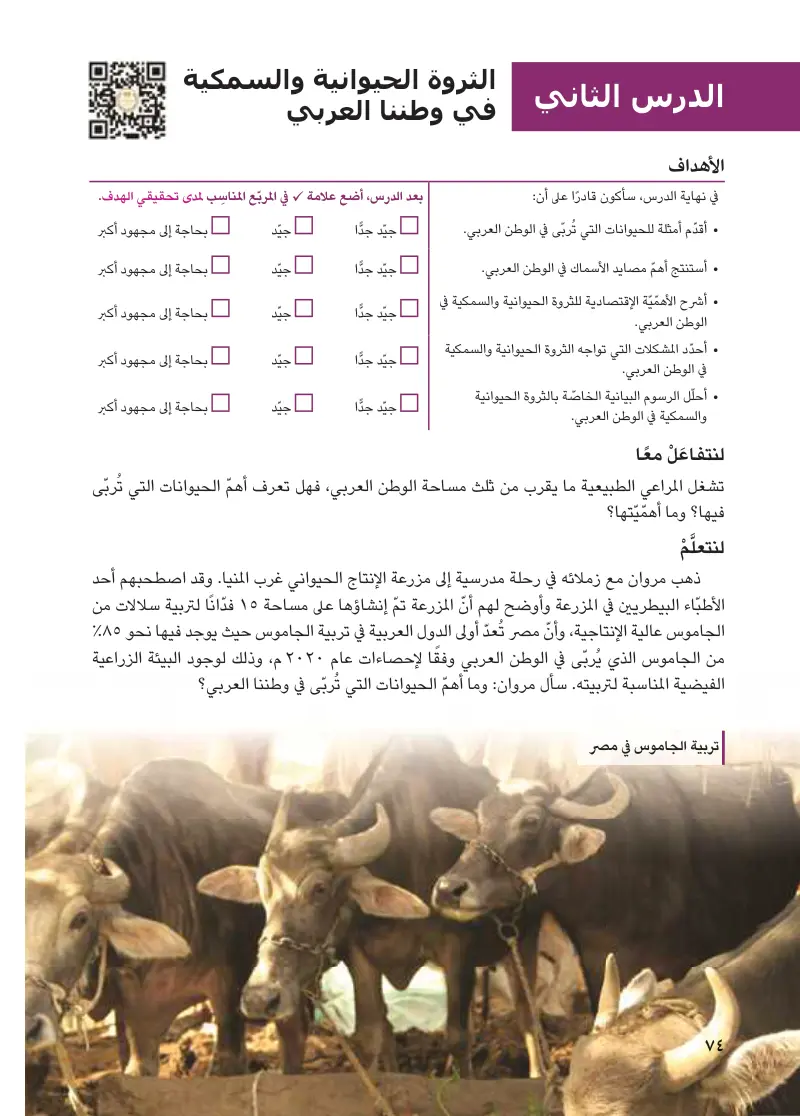 الدرس الثاني: الثروة الحيوانية والسمكية في وطننا العربي