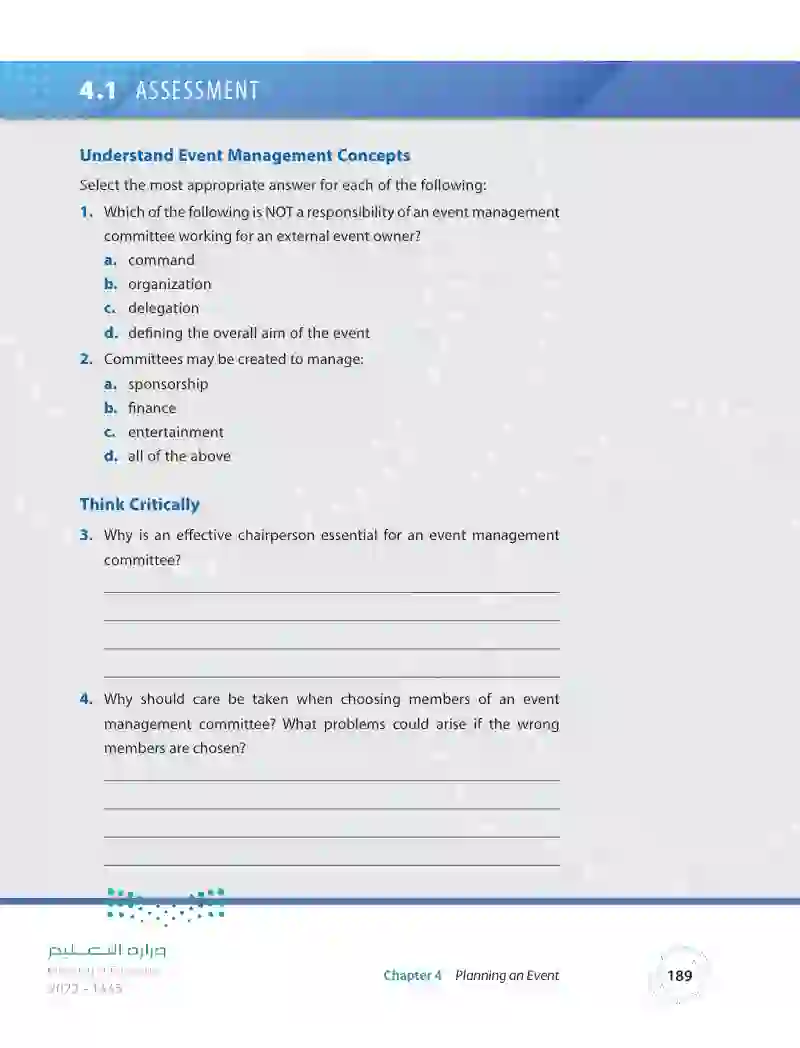 4.1 Establishing an Event Management Committee