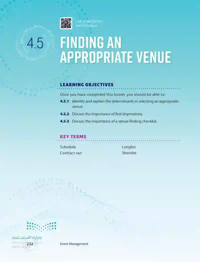 4.5 Finding an Appropriate Venue