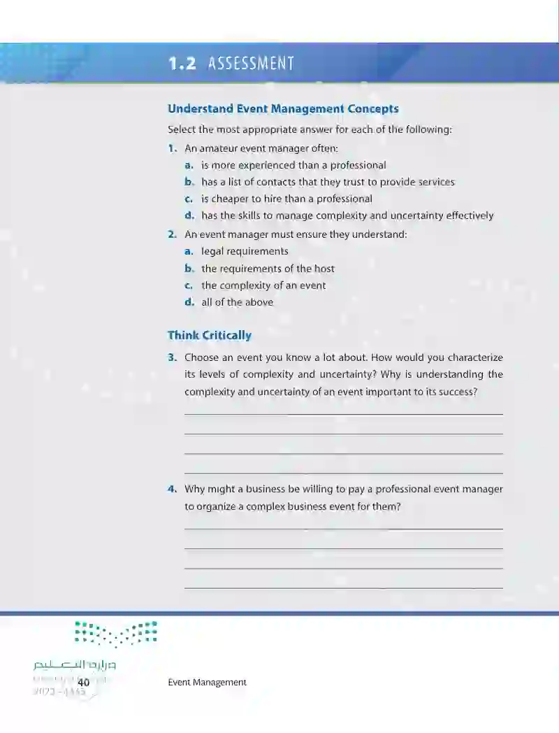 1.2 Managing the Complexity and Uncertainty of Events