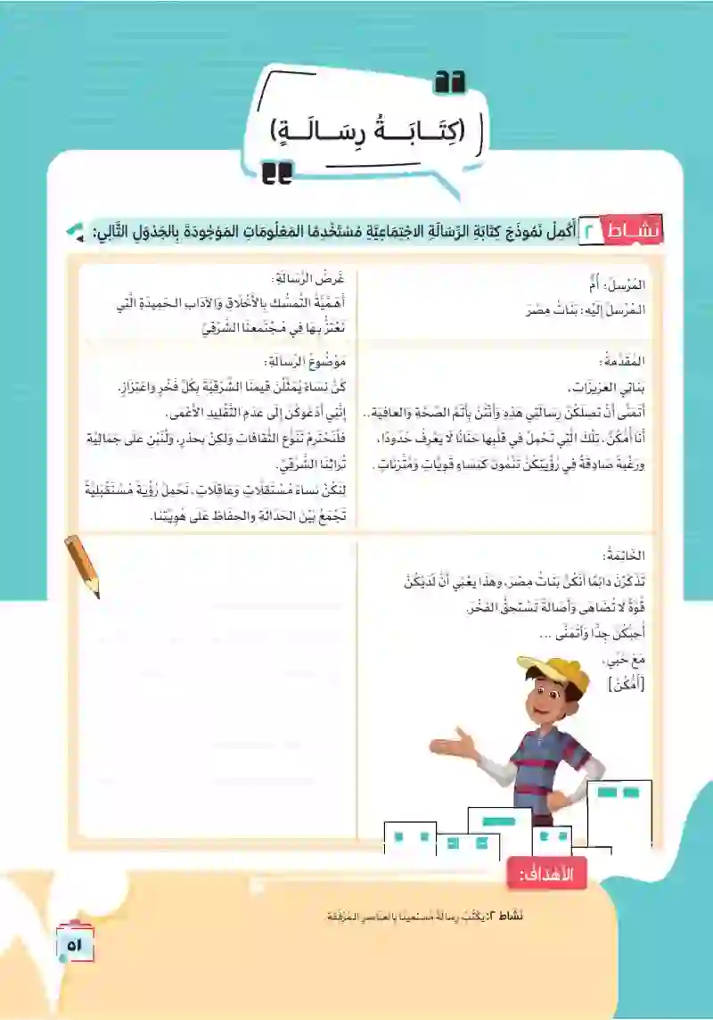 التعبير الكتابي: رسالة اجتماعية