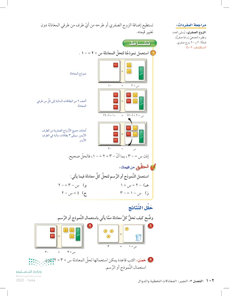 استكشاف 3-2 حل المعادلات باستعمال النماذج