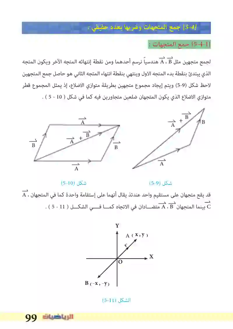 5-4: جمع المتجهات وضربها بعدد حقيقي