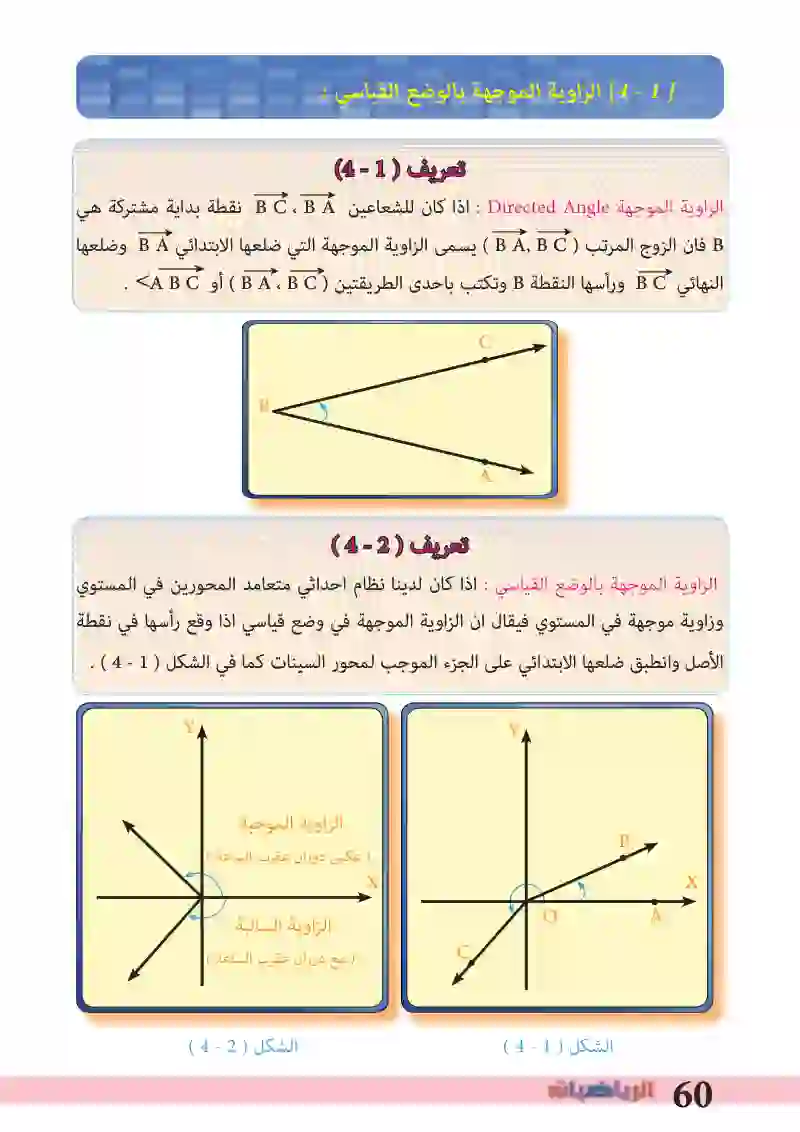 4-1: الزاوية الموجهة بالوضع القياسي