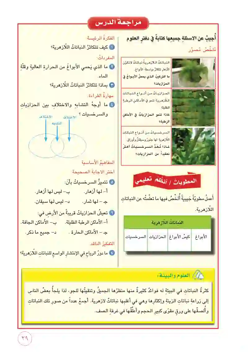 الدرس2: النباتات اللازهرية