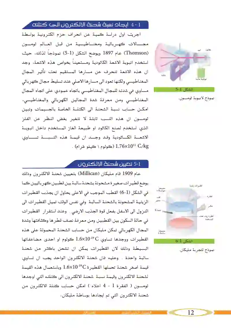 1_4 إيجاد نسبة شحنة الإلكترون إلى كتلته