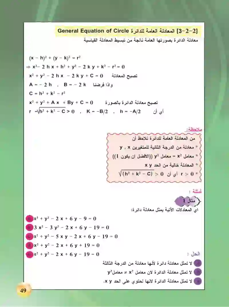 3-2 معادلة الدائرة القياسية