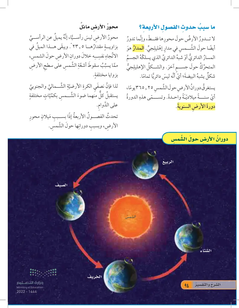 الدرس الأول: الأرض والشمس والقمر