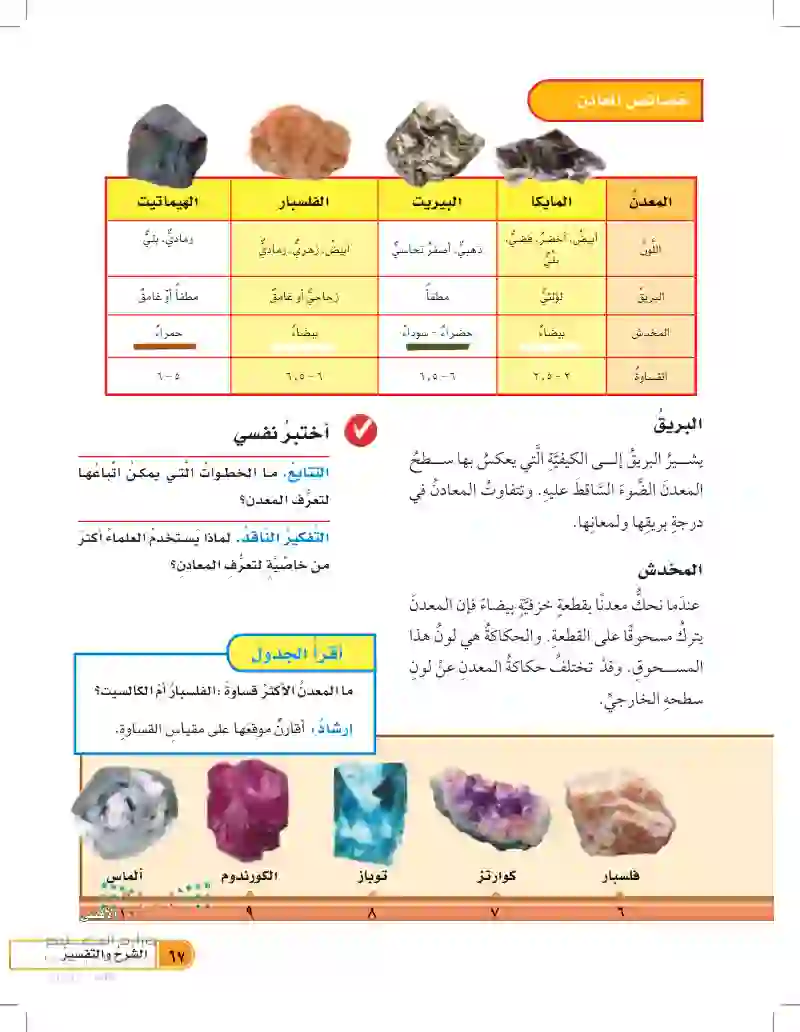 الدرس الأول: المعادن والصخور