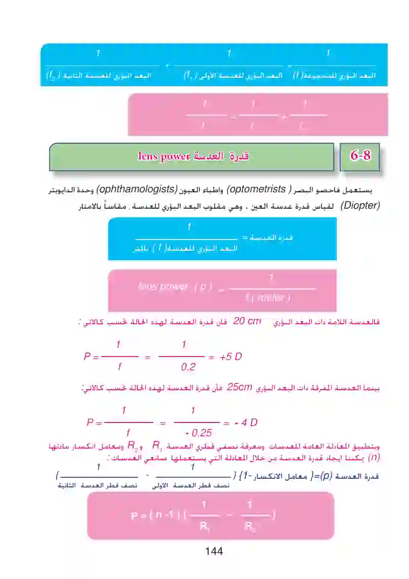 8-5: قانون العدسات والتكبير