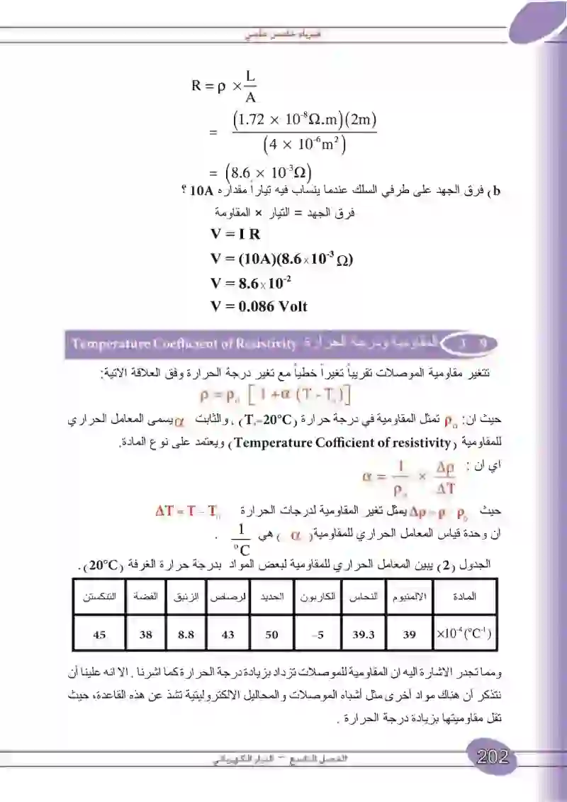 9-3 المقاومية ودرجة الحرارة