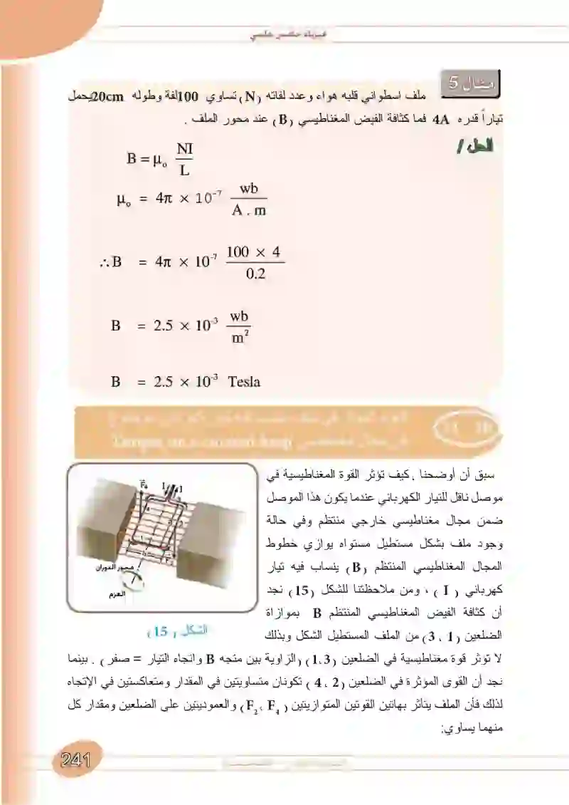 10-11 العزم المؤثر في ملف ينساب فيه تيار كهربائي موضوع في مجال مغناطيسي