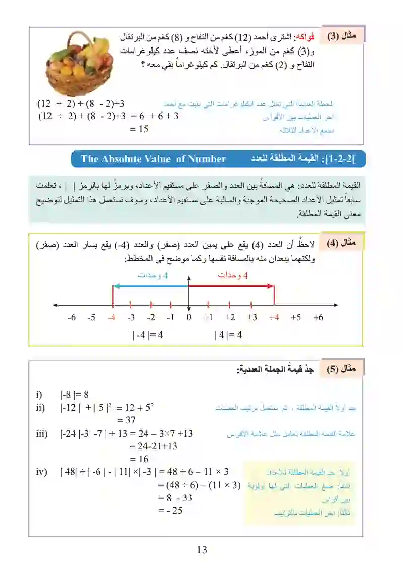 الدرس2-1: ترتيب العمليات على الأعداد الصحيحة والقيمة المطلقة للعدد