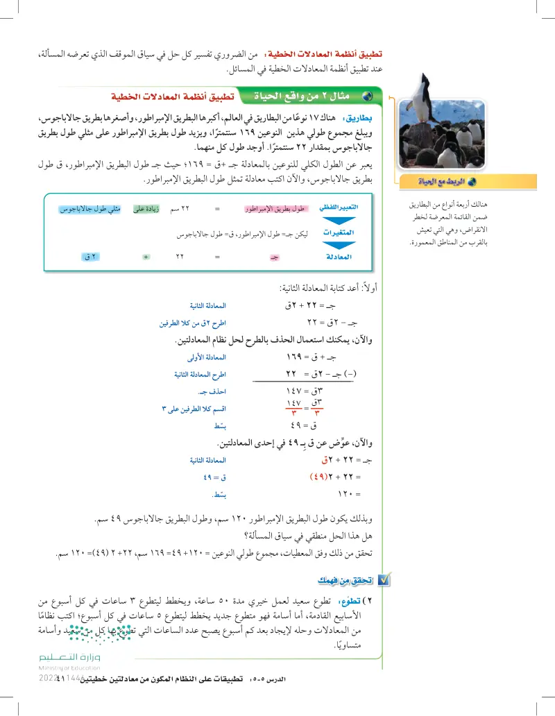 5-5: تطبيقات على النظام المكون من معادلتين خطيتين