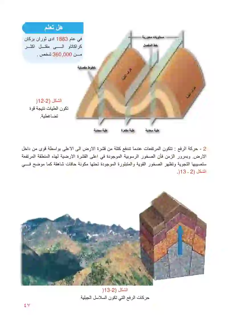 2-4 الزلازل وتكتونية الصفائح ، 5-2 البراكين ، 6-2 الجيولوجيا التركيبية (البنائية)