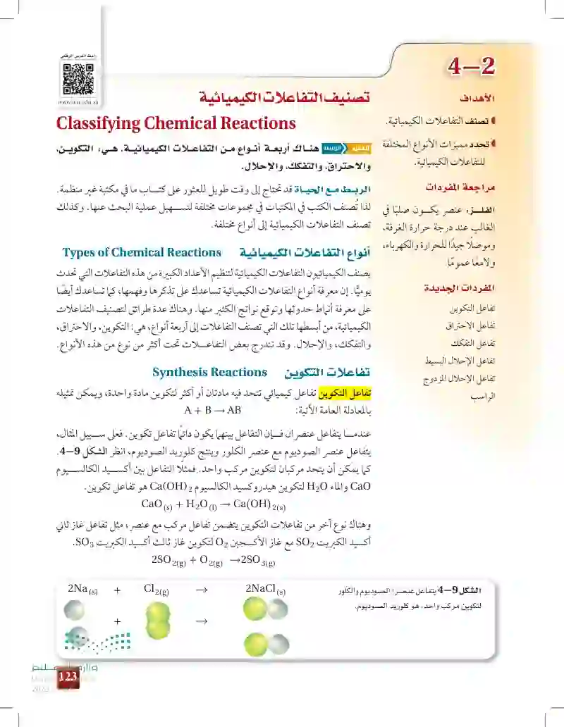 2-4 تصنيف التفاعلات الكيميائية