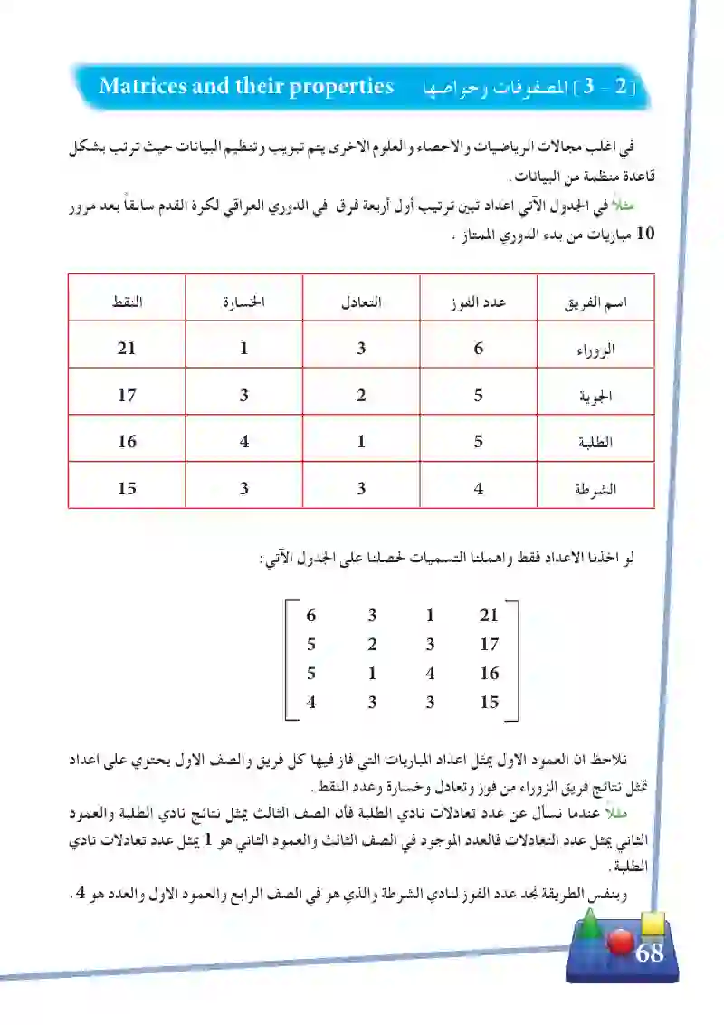 3-2 المصفوفات وخواصها