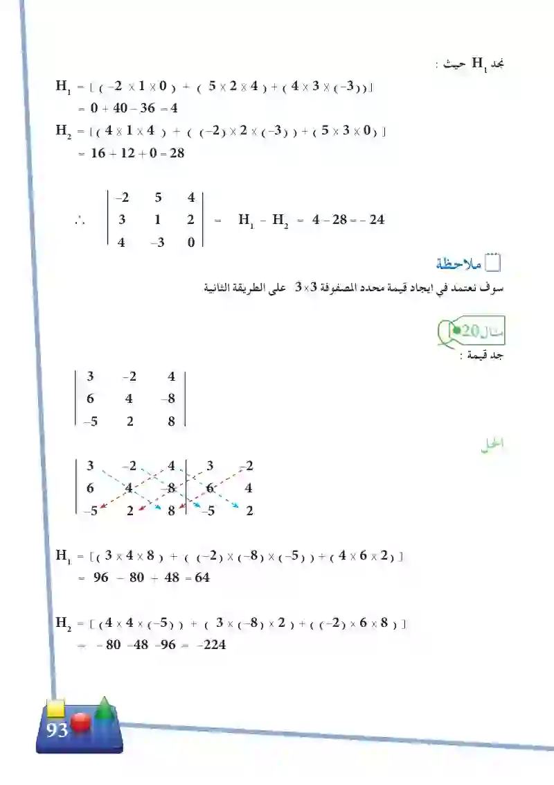 3-11 محدات المصفوفة المربعة 3X3