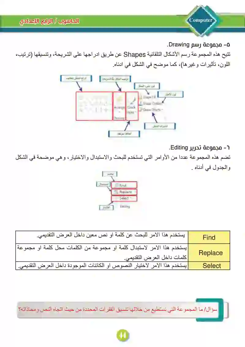 الدرس الثاني: تبويب الصفحة الرئيسية Home  وتبويب إدراج  Insert