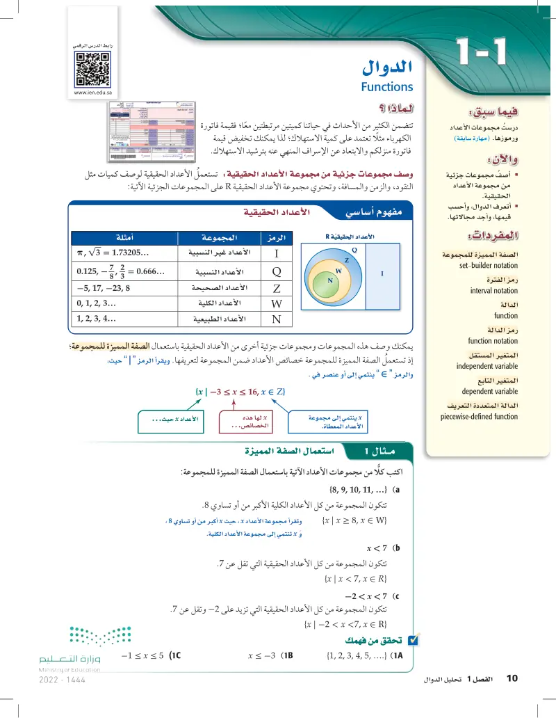 الدوال - رياضيات 5 - ثالث ثانوي - المنهج السعودي