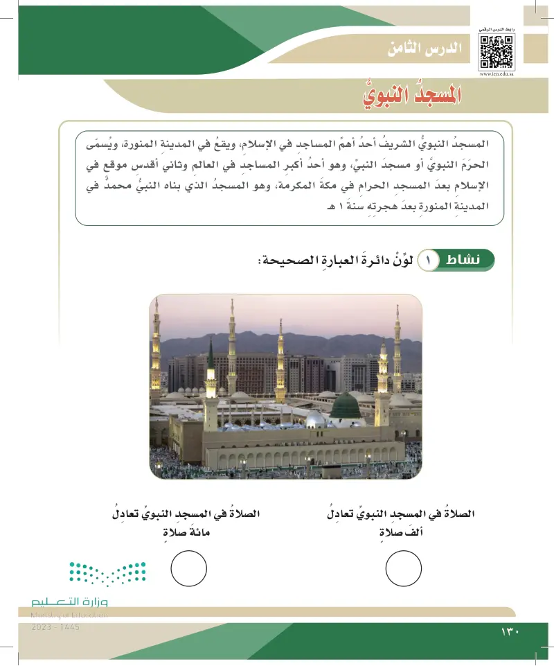الدرس الثامن: المسجد النبوي