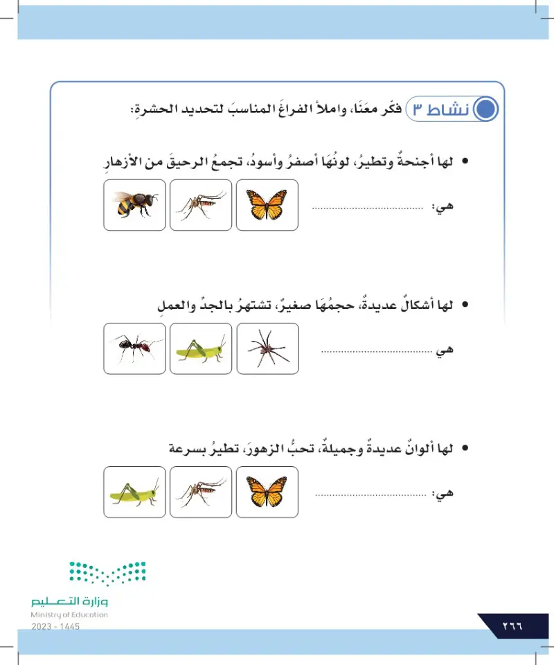 الدرس السادس: الحشرات