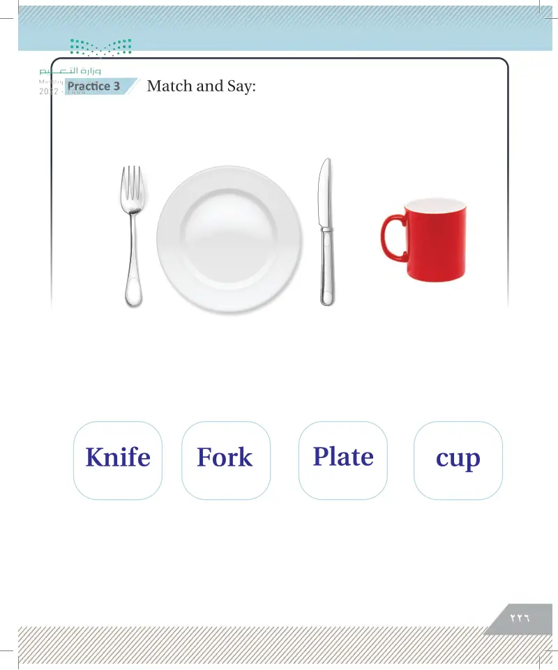 lesson ten: kitchen (knife-fork-plate-cup)