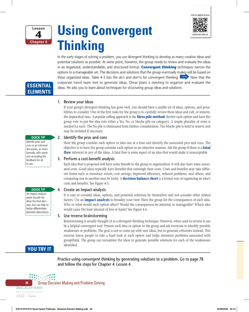 4: Using Convergent  Thinking