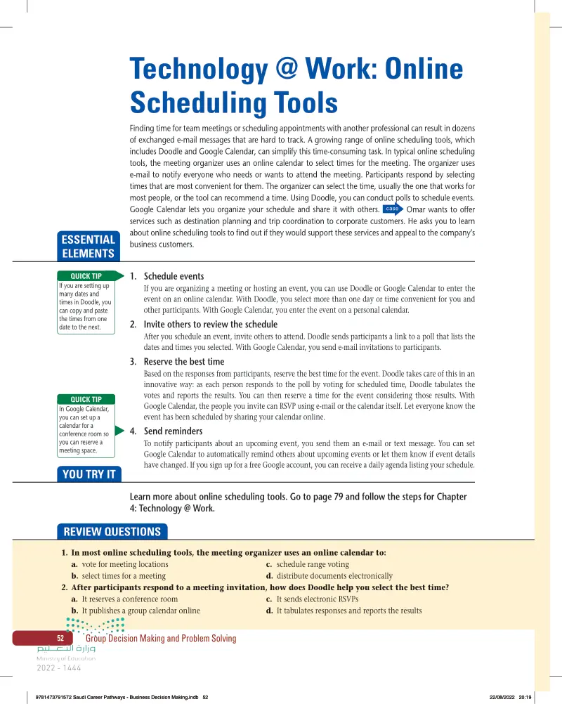 Technology @ Work: Online Scheduling Tools
