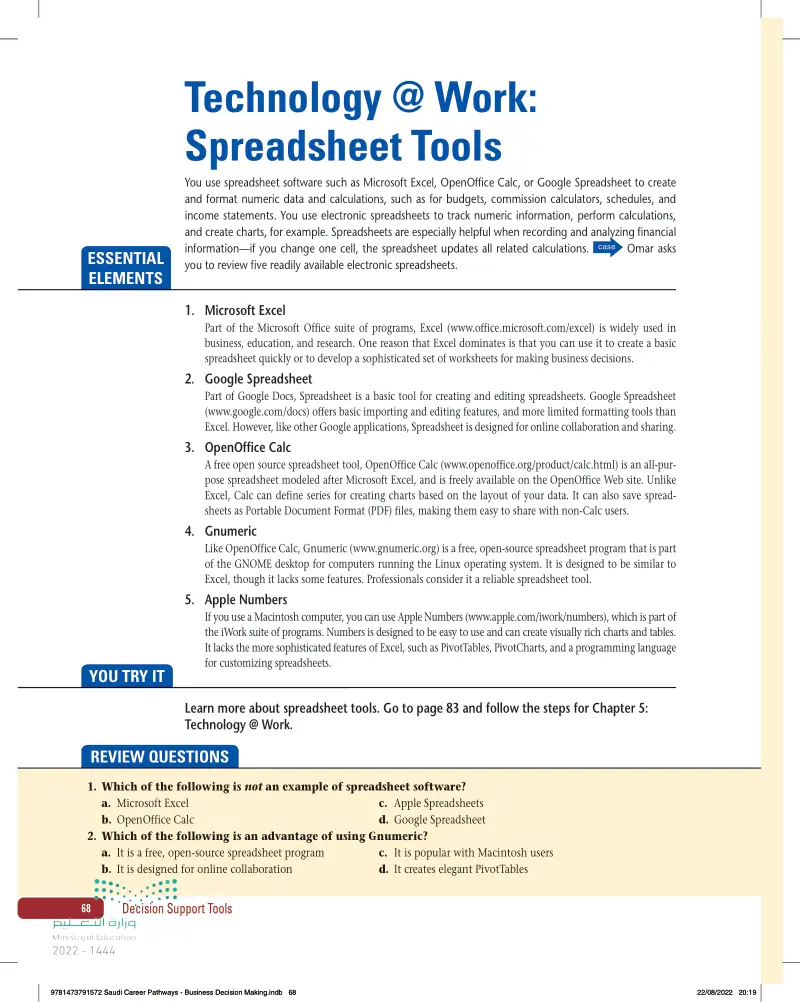 Technology @ Work: Spreadsheet Tools