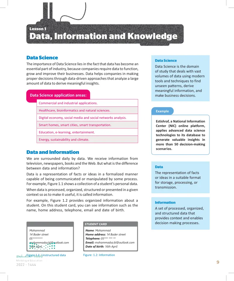1: Data, Information and Knowledge