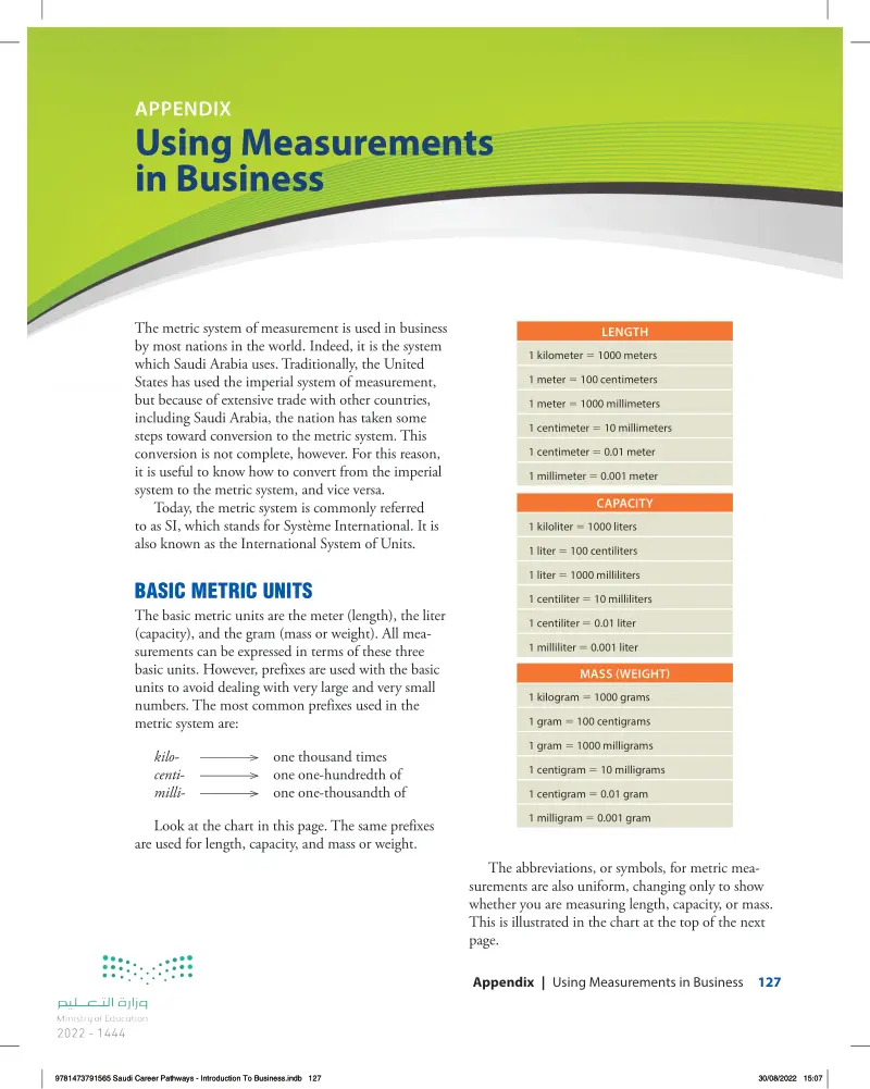 APPENDIX Using Measurements in Business