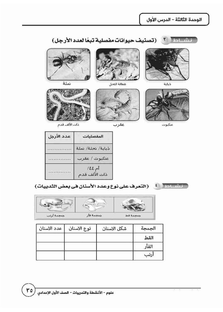 الدرس الأول: تنوع الكائنات الحية ومبادئ تصنيفها