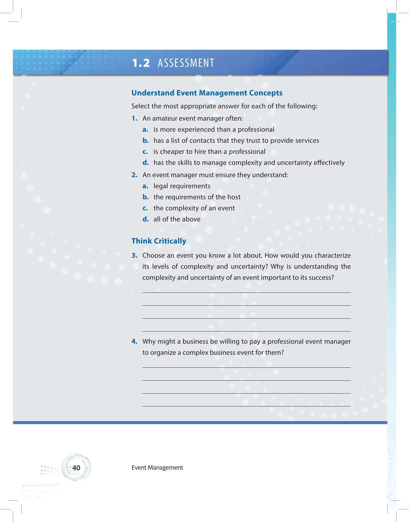 1.2 Managing the Complexity and Uncertainty of Events