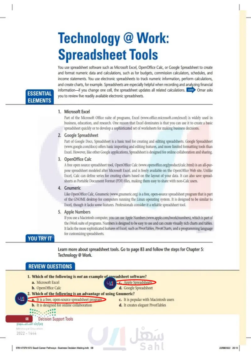 Technology @ Work: Spreadsheet Tools