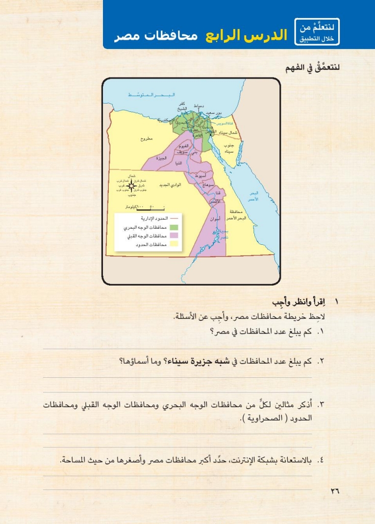 الدرس الرابع: محافظات مصر