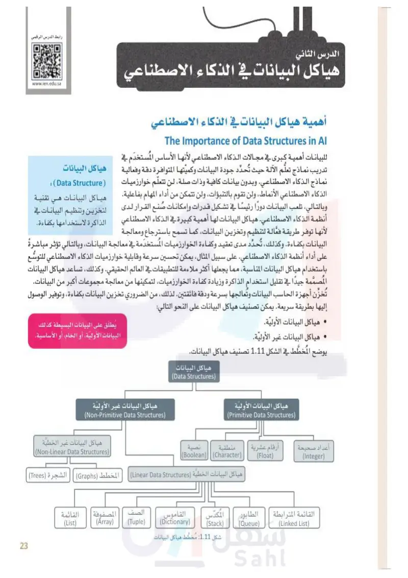 الدرس الثاني: هياكل البيانات في الذكاء الاصطناعي
