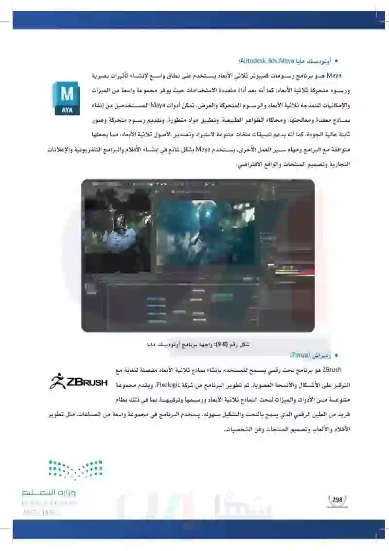 2-9 أنواع وبرامج النمذجة ثالثية الأبعاد.