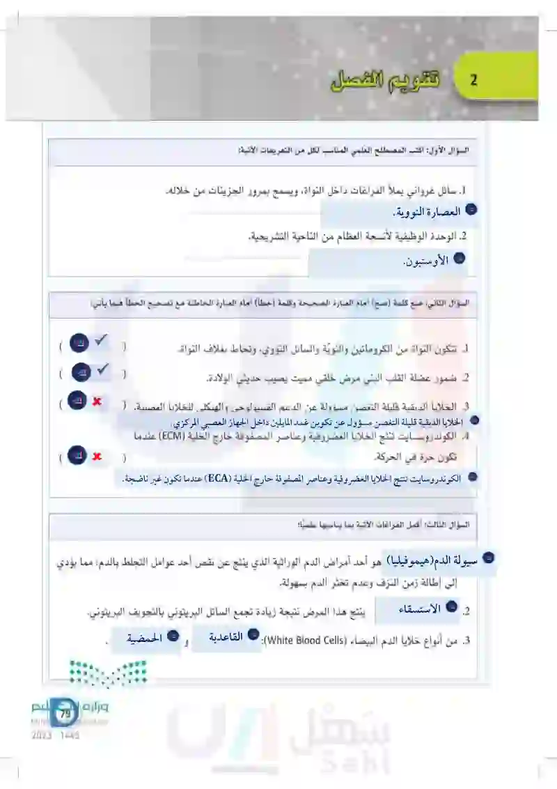 تقويم الفصل الثاني