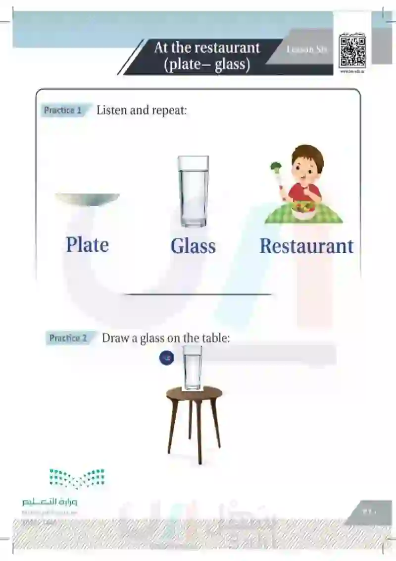 Lesson Five: At the restaurant (plate-glass)