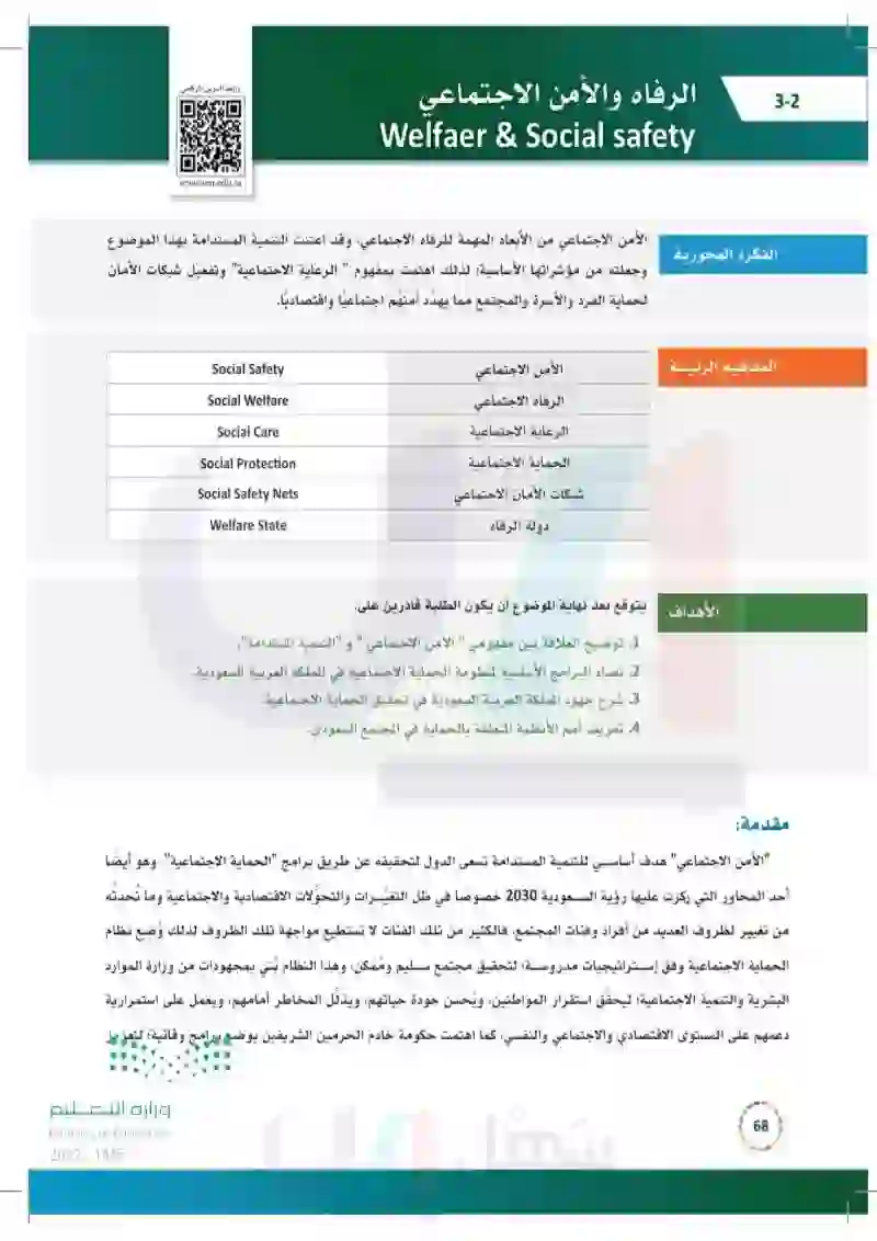 3-2 الرفاه والأمن الاجتماعي.