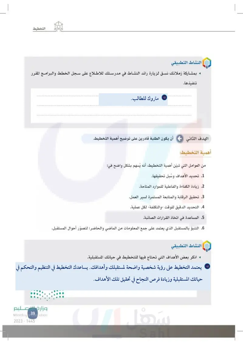 2-1 التخطيط (المفهوم - الأهمية).