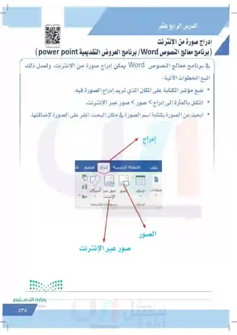 الدرس الرابع عشر: إدراج صورة من الإنترنت (برنامج معالج النصوص Word / برنامج العروض التقديمية Powerpoint)